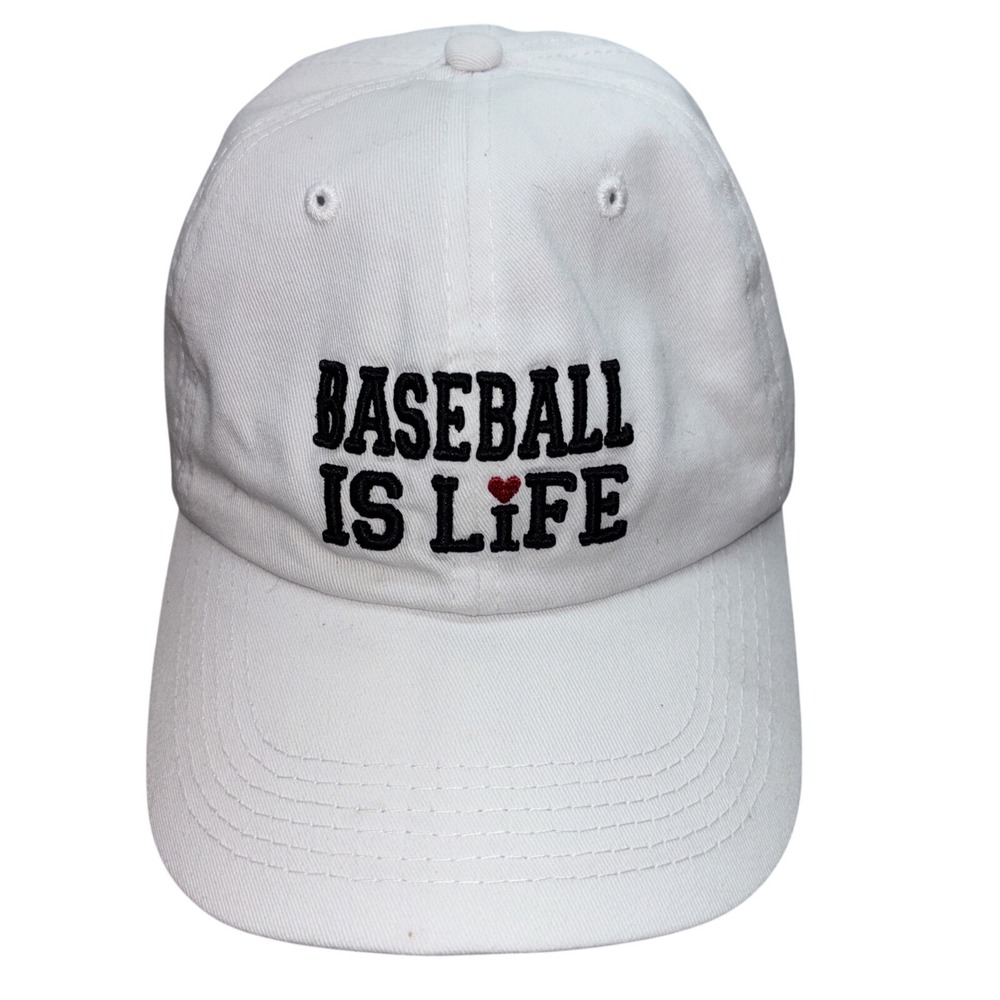 Madelynn Brooke Baseball Is Life Baseball Cap OSFM White 100% Cotton